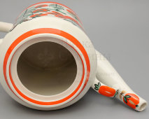 Большой фарфоровый чайник с русскими народными узорами, Вербилки, 1950-е