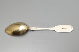 Старинная чайная серебряная ложка с позолотой, 84 проба, Москва, кон. 19, нач. 20 вв.