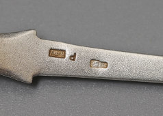 Старинная чайная серебряная ложка с позолотой, 84 проба, Москва, кон. 19, нач. 20 вв.