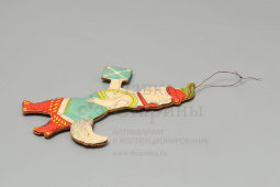 Винтажная ёлочная игрушка «Кот в сапогах с письмом», довоенный картонаж, СССР, 1930-40 гг.