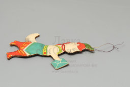 Винтажная ёлочная игрушка «Кот в сапогах с письмом», довоенный картонаж, СССР, 1930-40 гг.