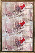 Агитационная шелковая ткань в раме «Восстание», СССР, 1920-е