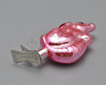 Новогодняя ёлочная игрушка на прищепке «Белка с орехом», стекло, Москва, 1950-е