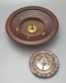 Старинный набор для игры в рулетку, мини казино, красное дерево, металл, Европа, нач. 20 в.