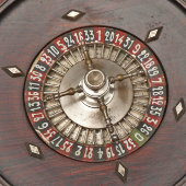 Старинный набор для игры в рулетку, мини казино, красное дерево, металл, Европа, нач. 20 в.