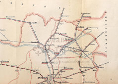 Старинная почтово-телеграфная карта Варшавской губернии (Польша), картографич. зав. П. Ф. Петш, Санкт-Петербург, 1900-е
