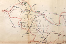 Старинная почтово-телеграфная карта Варшавской губернии (Польша), картографич. зав. П. Ф. Петш, Санкт-Петербург, 1900-е