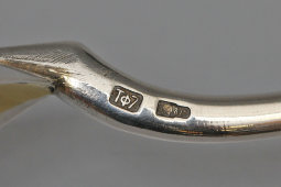 Винтажная серебряная ложка с витой ручкой, 875 пр., Таллинская фабрика, 1957 г.