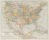 Старинная карта «Соединенные штаты и Мексика», Большая энциклопедия, масштаб 1:20000000, Россия, к. 19, н. 20 вв.