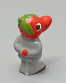 Детская игрушка «Крокодил-курильщик» в сером костюме, колкий пластик, СССР, 1970-80 гг.
