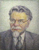 Портрет из мозаики «Калинин Михаил Иванович», аметист, стекло, СССР, 1940-50 годы