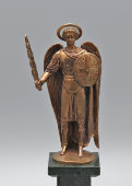 Кабинетная настольная статуэтка «Архангел Михаил», бронза, змеевик, Россия, 2000-е