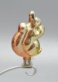 Стеклянная игрушка для ёлки «Белка с орехом» в золотистой росписи, стекло, СССР, 1950-60 гг.
