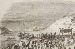 Старинная гравюра «Конвой императора Наполеона на острове Святой Елены», Франция
