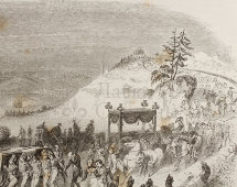 Старинная гравюра «Конвой императора Наполеона на острове Святой Елены», Франция