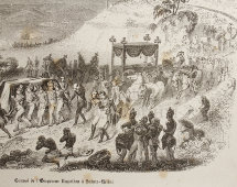 Старинная гравюра «Конвой императора Наполеона на острове Святой Елены», Франция