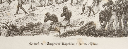 Старинная гравюра «Конвой императора Наполеона на острове Святой Елены», Франция
