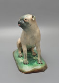 Антикварная статуэтка «Мопс», фарфор, Фабрика Тереховых и Киселева, с. Речицы, Гжельская волость, 19 в.