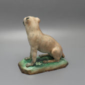 Антикварная статуэтка «Мопс», фарфор, Фабрика Тереховых и Киселева, с. Речицы, Гжельская волость, 19 в.