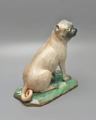 Антикварная статуэтка «Мопс», фарфор, Фабрика Тереховых и Киселева, с. Речицы, Гжельская волость, 19 в.