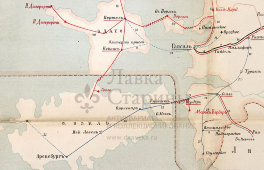 Старинная почтово-телеграфная карта Эстляндской губернии (Эстония), картографич. зав. П. Ф. Петш, Санкт-Петербург, 1900-е