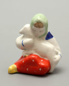 Статуэтка «Аленушка с козленком» (в красном платье), скульптор Малышева Н. А., Дулево, 1950-60 гг.