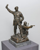 Советская агитационная скульптура «Враг не пройдет», бронза, СССР, 1960-70 гг.