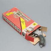 Советская детская игрушка «Револьвер» для ленты с пистонами, родная коробка, 1989 г.