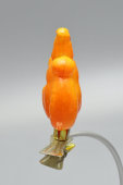 Стеклянная игрушка для ёлки «Белка с орехом» в оранжевой росписи, стекло, СССР, 1950-60 гг.