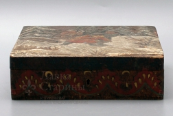 Антикварная деревянная шкатулка «За хворостом», Россия, начало 20 века
