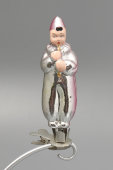 Советская ёлочная игрушка на прищепке «Клоун с дудочкой», 1950-е