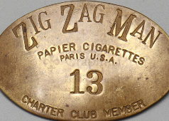 Винтажный нагрудный значок-булавка участника клуба «Zig Zag Man», латунь, Франция, 1970-80 гг.