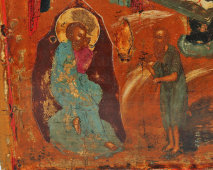 Старинная деревянная икона «Рождество Христово», Россия, живопись 17 в.