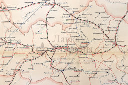 Старинная почтово-телеграфная карта Харьковской губернии, картографич. зав. П. Ф. Петш, Санкт-Петербург, 1900-е