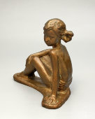 Советская бронзовая статуэтка «Девочка, сидящая у реки», 1960-е