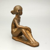 Советская бронзовая статуэтка «Девочка, сидящая у реки», 1960-е