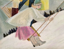 Картина «Качели» из серии «Воспоминание о весне», художник Обедков В. И., холст, масло, 1990 г.