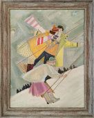 Картина «Качели» из серии «Воспоминание о весне», художник Обедков В. И., холст, масло, 1990 г.