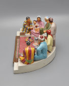 Агитационная чернильница из письменного прибора «Обсуждение проекта Сталинской конституции в колхозе Узбекистана», скульптор Данько Н. Я., ЛФЗ, 1930-е