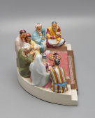 Агитационная чернильница из письменного прибора «Обсуждение проекта Сталинской конституции в колхозе Узбекистана», скульптор Данько Н. Я., ЛФЗ, 1930-е