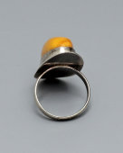 Винтажный серебряный перстень с янтарем, 925 пр., СССР, 1960-е