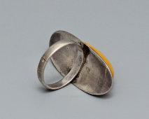 Винтажный серебряный перстень с янтарем, 925 пр., СССР, 1960-е