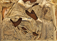Древнерусская икона Божией Матери «Владимирская» в серебряном окладе, 84 пр., Москва, 1837 г.