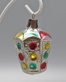 Винтажная ёлочная игрушка «Светофор», стекло, 1940-е