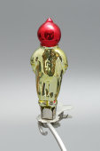 Винтажная советская елочная игрушка на прищепке «Юный космонавт» в красном шлеме, стекло, 1960-е