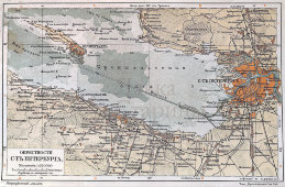 Дореволюционный план «Санкт-Петербург и его окрестности: Петергоф, Ораниенбаум, Стрельна», Тов-во Просвещение, Санкт-Петербург, 1900-е