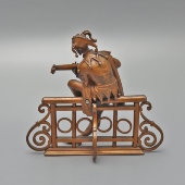 Комплект старинных статуэток, держатели нот «Менестрель‑шутник с лютней и знатная дама», бронза, Европа, кон. 19, нач. 20 вв.