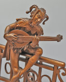 Комплект старинных статуэток, держатели нот «Менестрель‑шутник с лютней и знатная дама», бронза, Европа, кон. 19, нач. 20 вв.