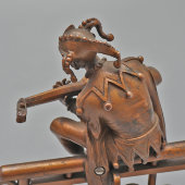 Комплект старинных статуэток, держатели нот «Менестрель‑шутник с лютней и знатная дама», бронза, Европа, кон. 19, нач. 20 вв.