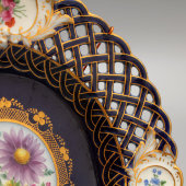 Тарелка «Полевые цветы», прорезной фарфор, живопись, Мейсен, Германия